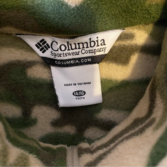 Columbia Kids Boys Green and Tan Camouflage Fleece Jacket, Size 14/16 - Picture 4 of 9